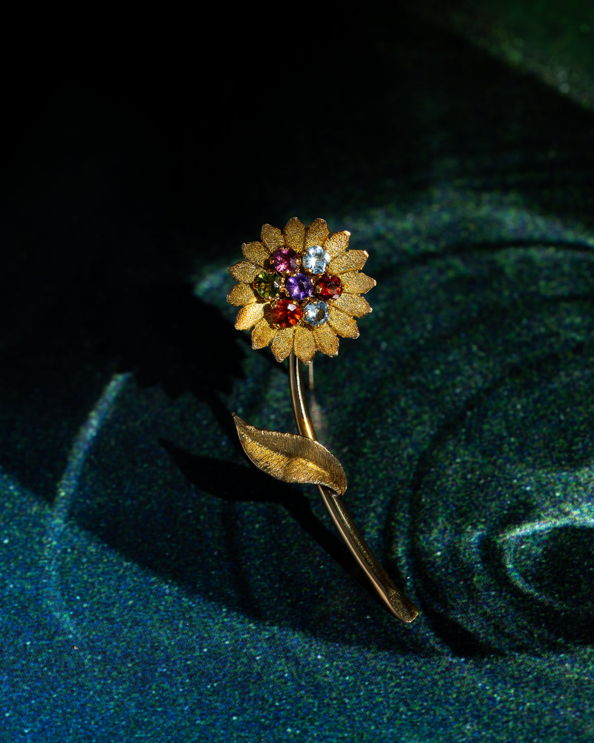 Carl Bucherer 18k Gold Multicolour Gemstone Flower Brooch