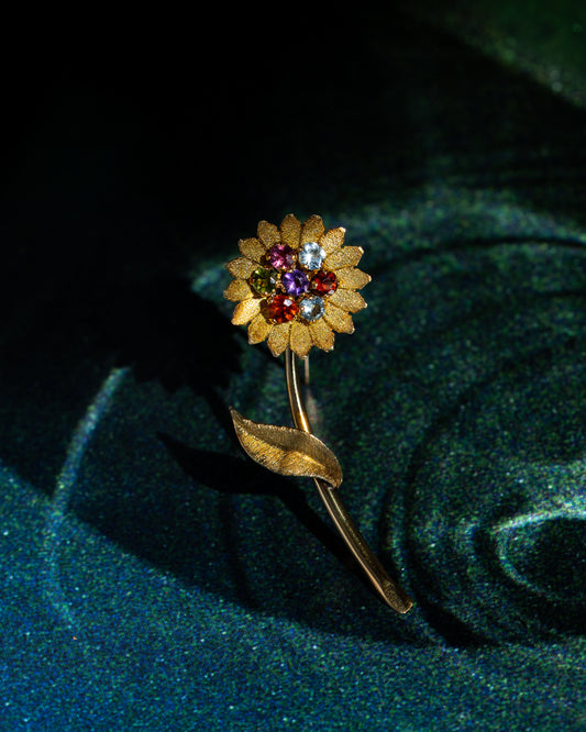 Carl Bucherer 18k Gold Multicolour Gemstone Flower Brooch