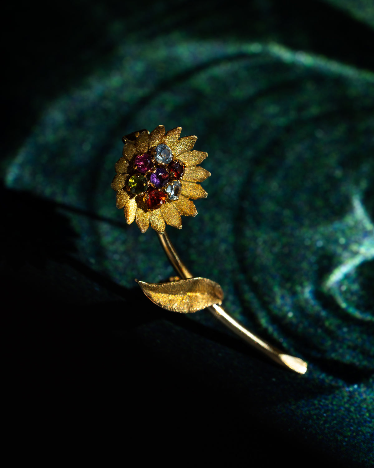 Carl Bucherer 18k Gold Multicolour Gemstone Flower Brooch